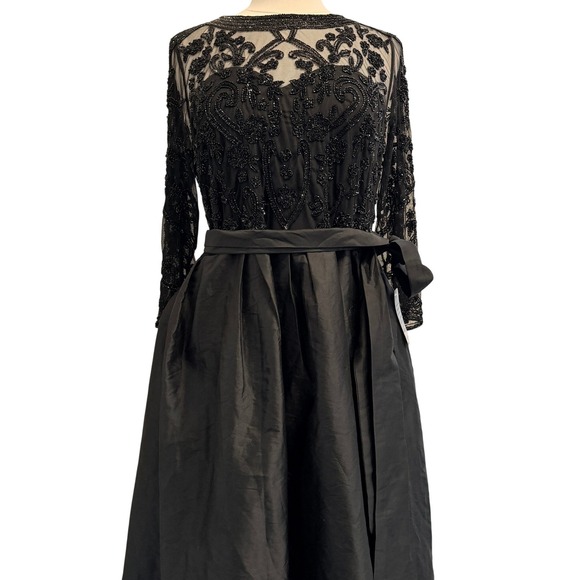 Pisarro Nights Beaded Black Gown Maxi Dress Womens 18 Taffeta Mother of Bride - Picture 4 of 14